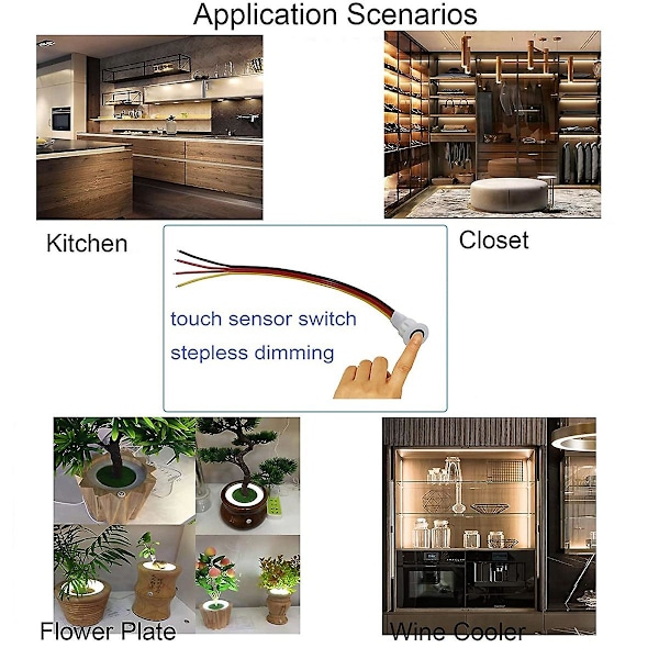 2 stk. Touch Dimmer Switch Dc3.7v 5v 12v Trinløs Dimmer Switch Sensor til LED-lys, Rv, Skab, Wa