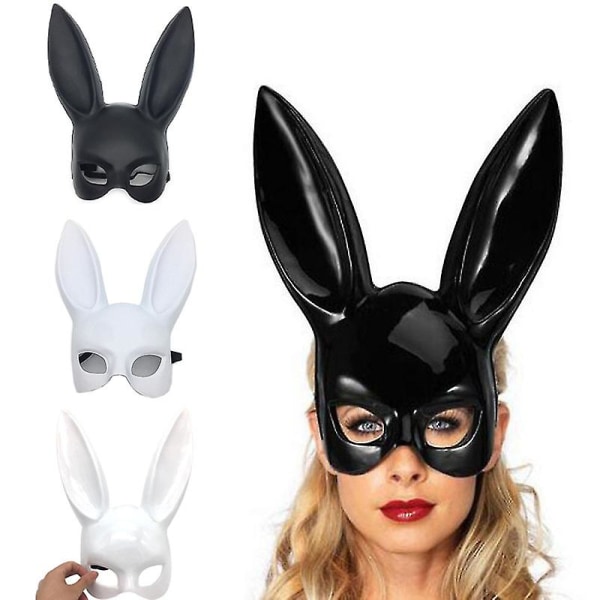 Bunny Maske Masquerade Kanin Maske Kvinder Sexet Sort Lange Ører Kanin Bunny Fest Black Matt