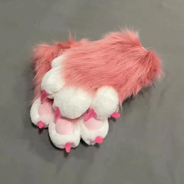 Søt plysj cosplay kostyme lodne farge dyr pote hansker katt jente hansker katt pote søt plysj pels kostyme ferdig produkt Gold