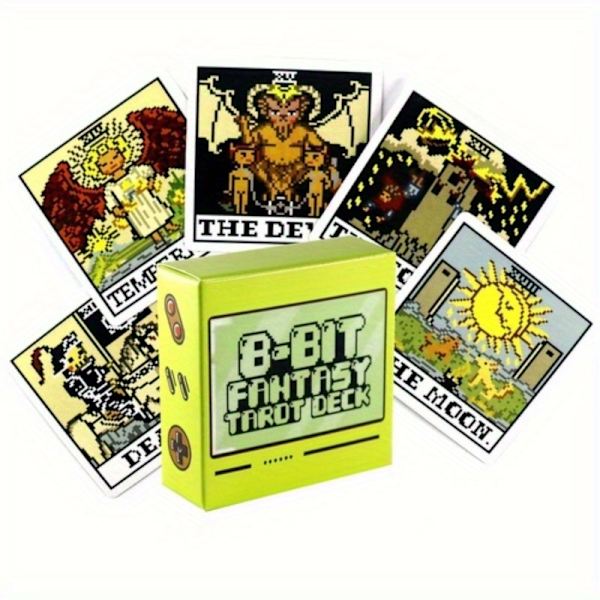 1 sett Bit Fantasy Tarot Åtte-biters Pixel Tarot Kvadratkortstokk 78 stk Brettspillkort Yellow