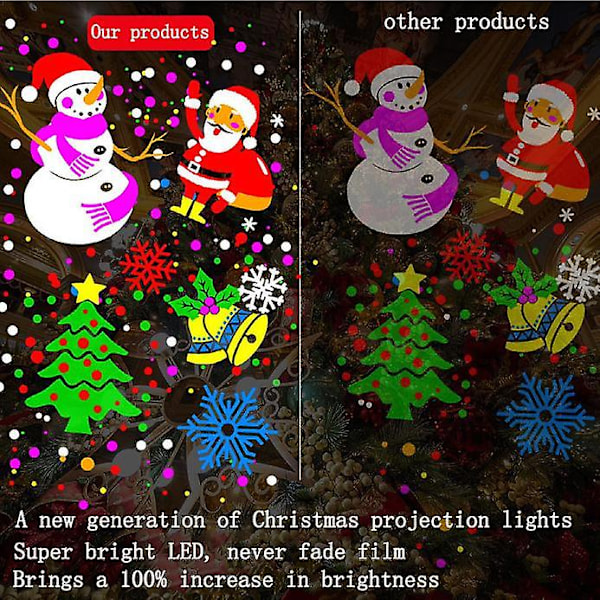 Julprojektor med 16 Mønsterbilleder LED-projektionslampe