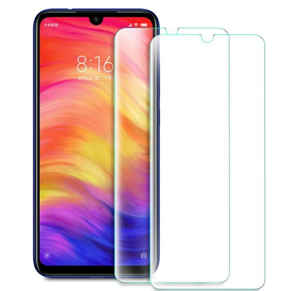 KUGI Hærdet glas til Xiaomi Redmi Note 7 skærmbeskytter Anti Scratch Ultra Resistent Ultra Transparent 9H Hårdhed 2 Pack