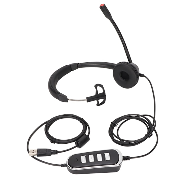 Telefonheadset Svart Monaural Brusreducerande Headset med mikrofon USB ljudkort för kontorskundtjänst