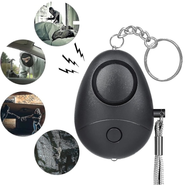 5 stk. trygg lydsikkerhetsalarm for kvinner, barn, eldre, nødsikkerhetsalarm med LED-lommelykt black