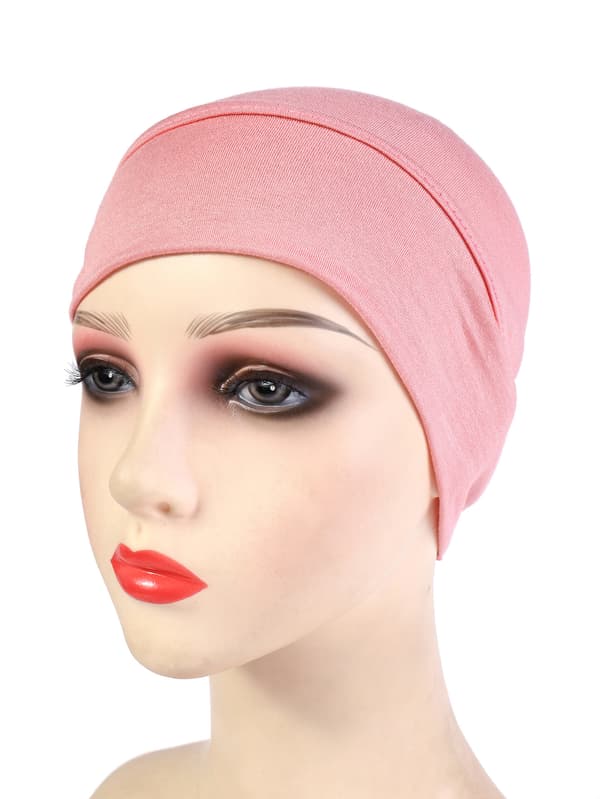 Modal ensfarget tubehette og hodeskjerf – elastisk underhette, sovehette, hjemmeutgave**lys rosa light pink