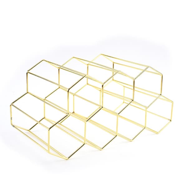 Guld Metal Vinstativ, Bordplade Vinstativ, 9 Flasker Bordplade Vinstativ til Opbevaring