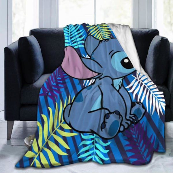 Stitch Cartoon Plysj Teppe For Stue Soverom Sofa Seng D D 150*200cm