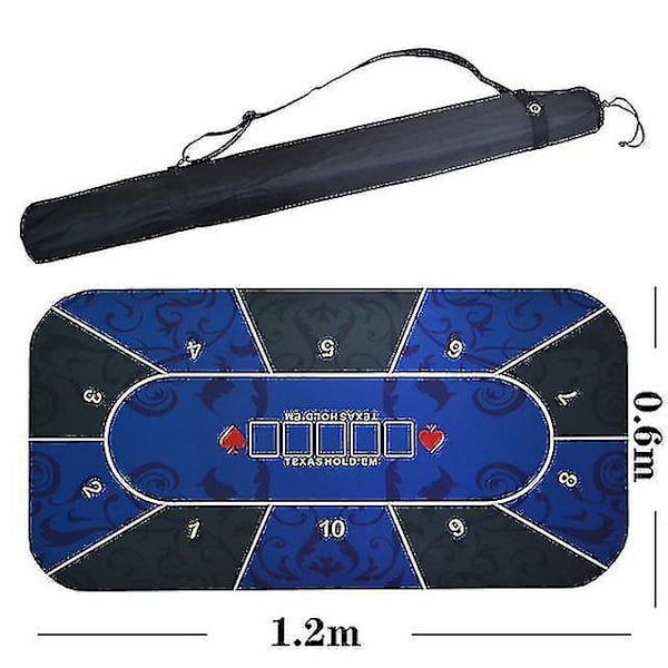 1,2*0,6m Holdem Texas Poker Matte - Holdbar gummibordmatte for hjemmekamper