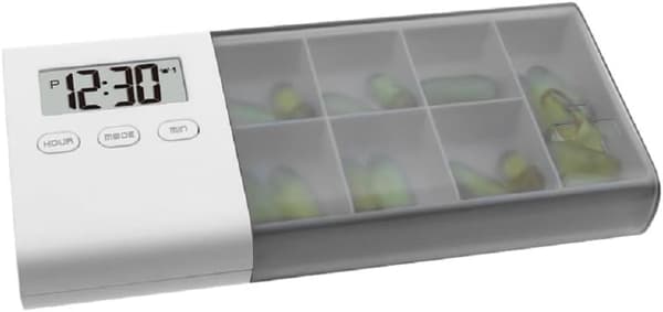 Elektronisk pilleboks/medisinboks, opptil 5 daglige alarmer og