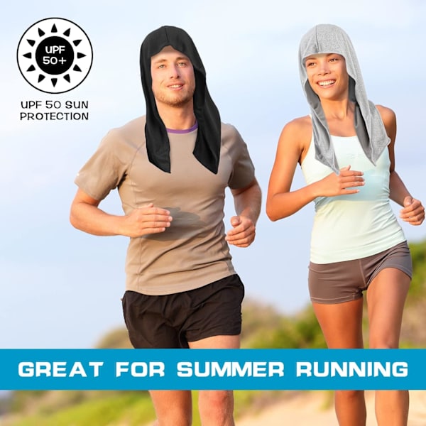 Herre hætte køle håndklæde, hals og ansigt køle håndklæde, køle bandana til sport, motion, camping sort og grå Black and Gray 4 pcs