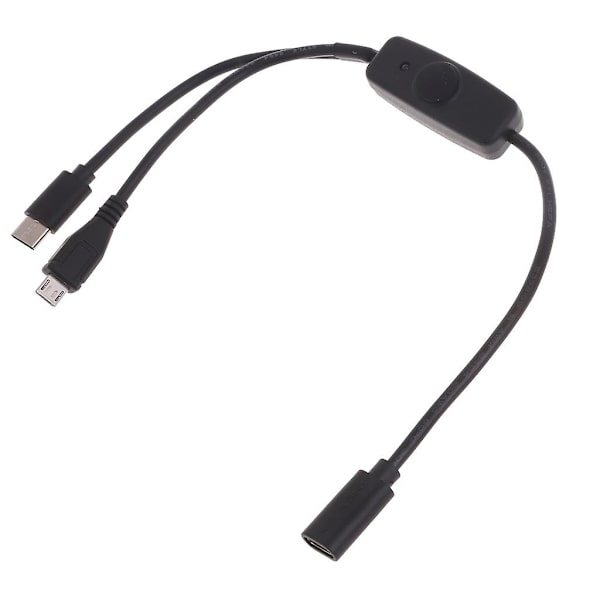Type C til USB C Micro USB Multi-opladningskabel med afbryder til mobiltelefon