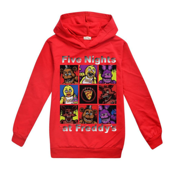 Five Nights at Freddy's FNAF Børnetrøje Langærmet Hættetrøje Top Pullover Rød Ed 130 cm