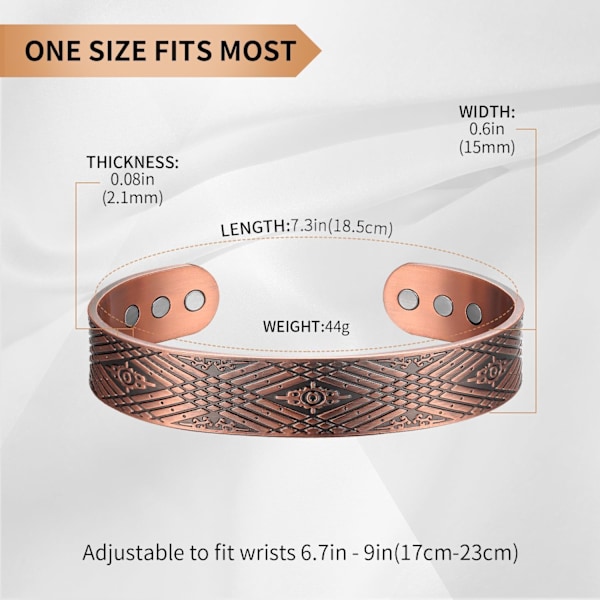 Koppararmband för Män Ultrastarkt Magnetiskt Armband Rent Koppararmband (Koppar)