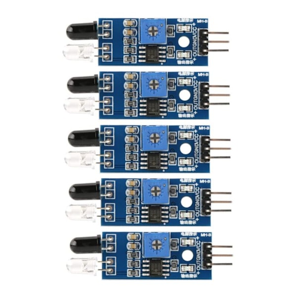 5-pak Anti-obstacle infrarød sensor modul til intelligent bilrobot, 2-30cm, justerbar afstand