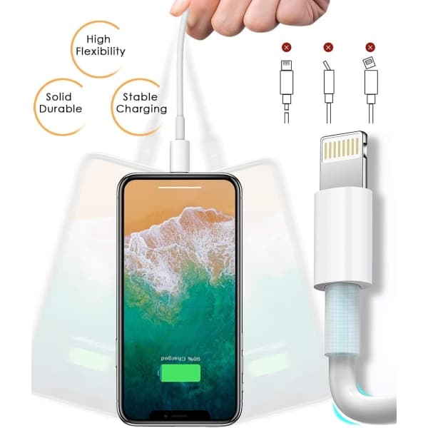 6-fods iPhone opladerkabel, hurtig opladerkabel