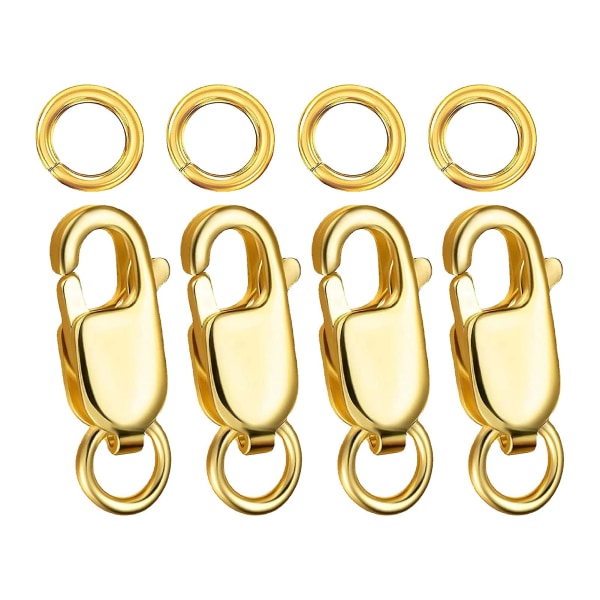4x kellopidikettä 12 mm 18K kultaiset hyppyrenkaat Korunvalmistus Hummerilukko