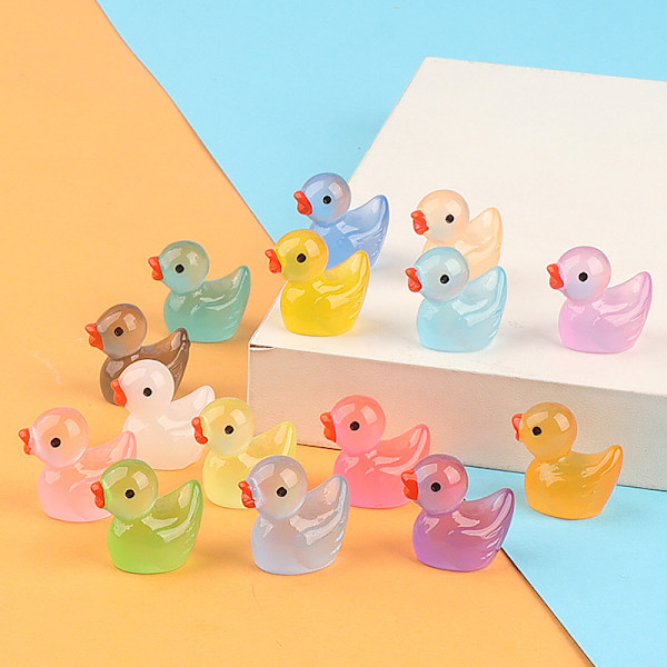60 stk. Mini Resin Ænder - Lysende Små Ænder til DIY Have, Dukkehus Tilbehør, Glød i Mørket, Mikro Landskab Dekoration 90pcsx15kind