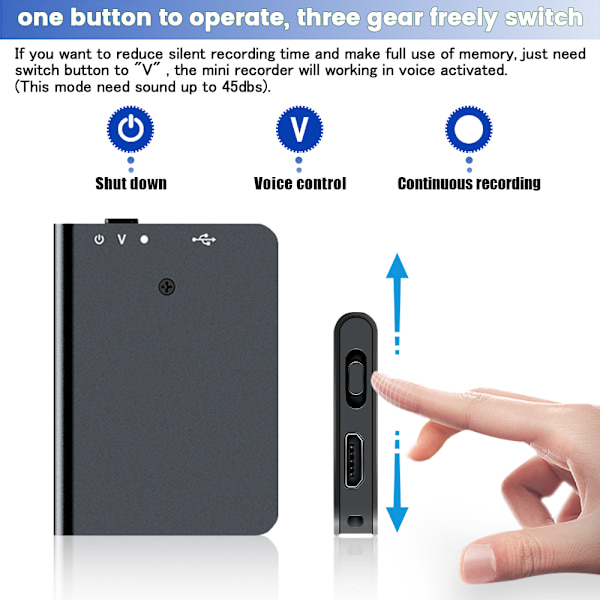 8 GB Mini lyd-opptaker Stemmeopptaker Digital lyd