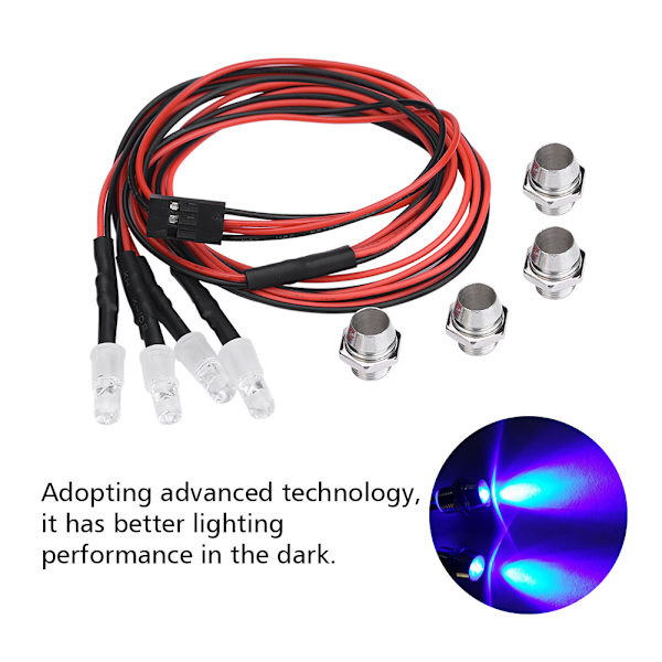 4 kpl 5 mm:n ajovalot RC-lisävarusteet malli Drift-auto ajoneuvon LED-valot (4# sininen valo).