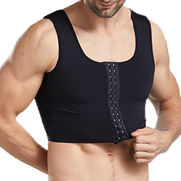 Män Gynekomasti Shaper Ny Slimmande Bröstkontroll Formande Underkläder Magekontroll Bälten Hake Svart[qb] Hook Black XXL