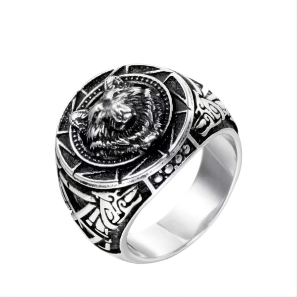 Mænds Retro Viking Kriger Ulvehoved Ring Vintage Keltisk Ulv Totem Ring Smykker Men's Ring Vintage Ring Size8