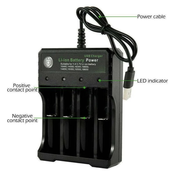 Ny 4-pladers batterioplader USB-oplader hurtigoplader til 18650 litiumbatteri