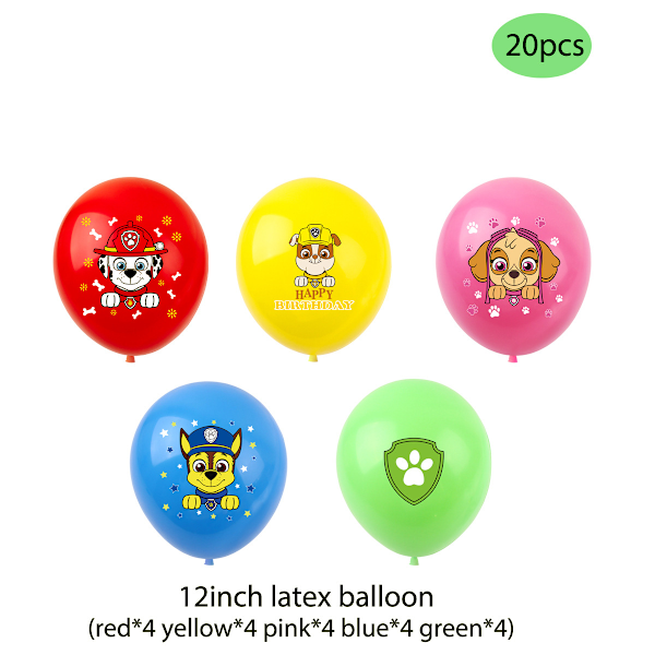 20 Paw Patrol 12\" lateksipalloa pennuille lastenjuhlien koristeisiin