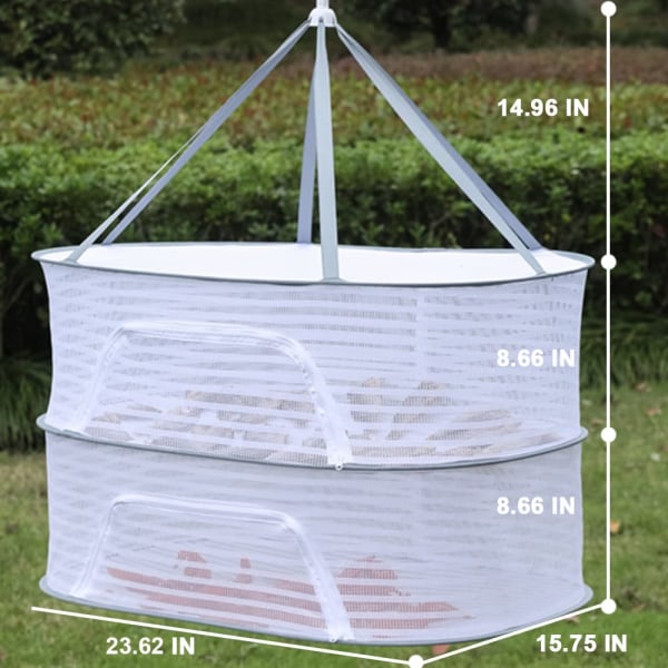 Kuivausteline 2-kerroksinen verkko kasveille Ripustusverkko Taitettava verkko silmuille, vesiviljelykukille, vihanneksille, kaloille tai vaatteille, nukelle