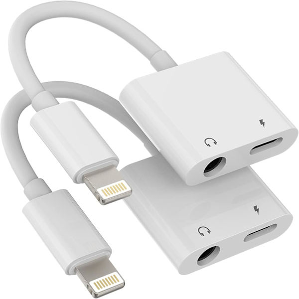 Lightning 3,5 mm:n jakajakaapeli 2-in-1 (2-pakkaus) Latausäänikaapeliliitin iPhone AUX-sovitin kuulokeliitäntään Dongle-kaapeli