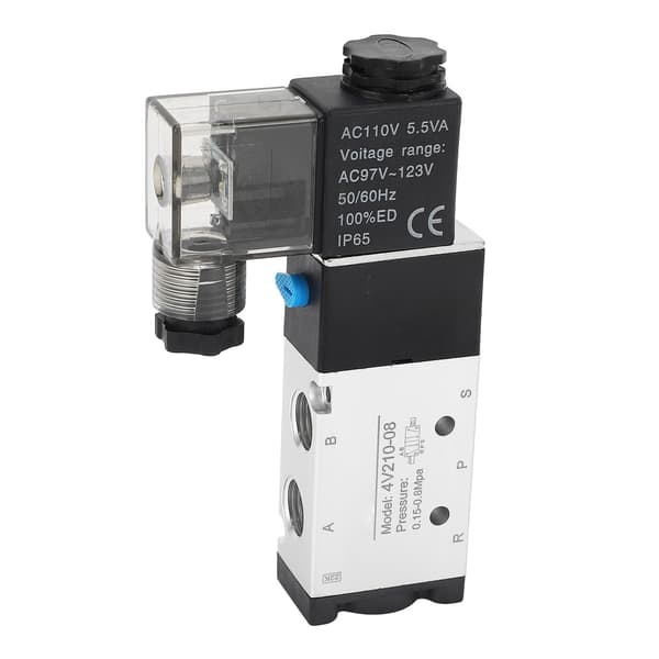 4V210‑08 Elektrisk Magnetventil 2 Posisjon 5 Veis Sylinder Kontroll Reverseringsventil Pneumatisk Luftventil AC110V