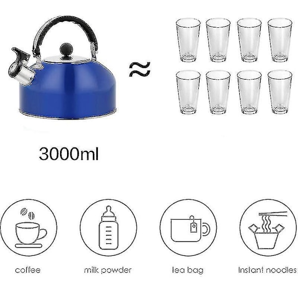 3L Visselvattenkokare i Rostfritt Stål för Induktionshäll, Gashäll, Tekanna, Köksredskap, Chaleira Visselvattenkokare Grön Green 3L