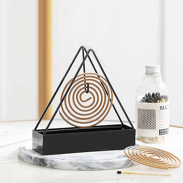 Jern Myggespiralholder, Røgelseholder, Spiral Røgelsebrænder, Moderne Afvisende Røgelseholder til Husholdning, Soveværelse, Terrasse Black