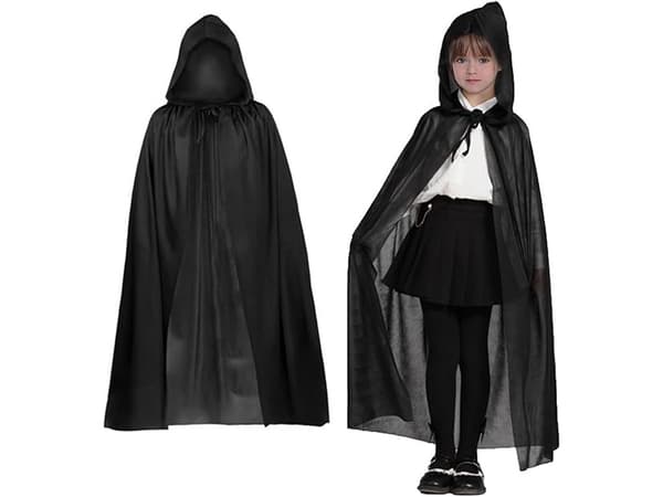 Halloween-kappe med hætte til børn - Sort kappe til maskerade 140