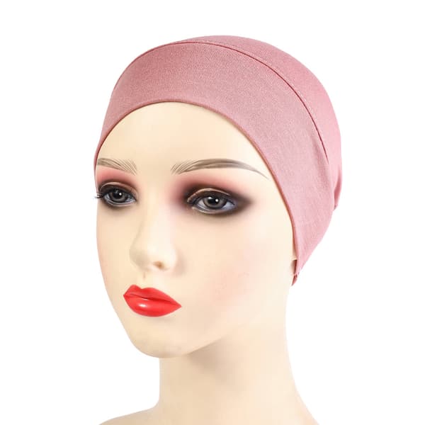 Modal ensfarget tubehette og hodeskjerf – elastisk underhette, sovehette, hjemmeutgave**Dyp rosa Deep pink