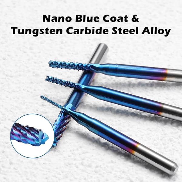 10 stk. Nano Blå Belægning CNC Router Bits 0,8-3mm 1/8 Tomme Skaft