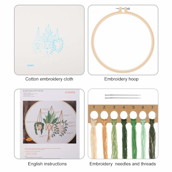 Full Range Broderikit för Nybörjare, DIY Korsstygnsbroderi Kit för Vuxna Nybörjare (Plantera Blommor)