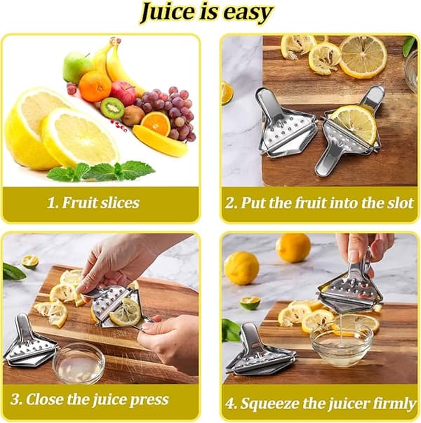 Citronpresser i rustfrit stål, 6-pak, manuel juicer (bt)