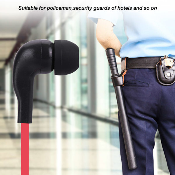 2 färger 2 stift hörlurar PTT Walkie Talkie headset platt kabel öronmussla mikrofon hörlurar (röd)