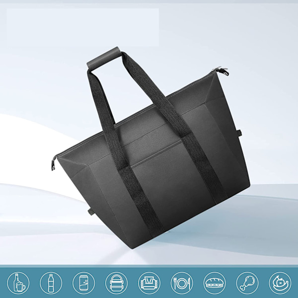 20L sammenklappelig køletaske, shoppingtaske, picnictaske, termisk med isolering, isoleret taske, køletaske til camping, picnic, madtransport,