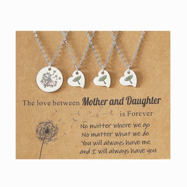 3/4 Pieces Beautiful Dandelion Pendant Necklace Parent-Child Clavicle Chain Jewelry Gift for Daughter Mom Best Friends 4 Piece Set