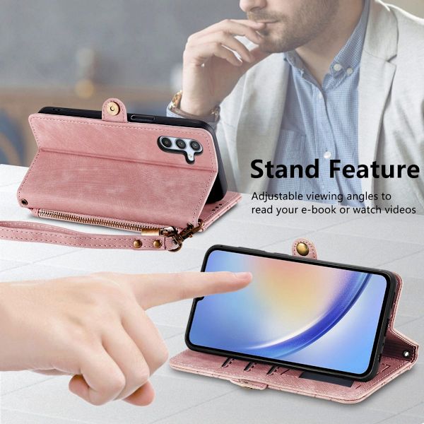 Lynlås Wallet Case Samsung Galaxy A14 Pink