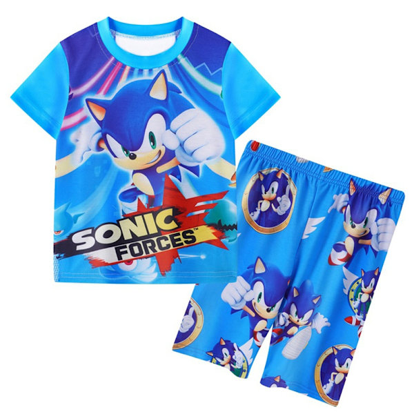 Sonic The Hedgehog Pojkars Badkläder Simkläder Barn T-shirt Shorts Set - Perfekt Blå Blå Blue 120CM