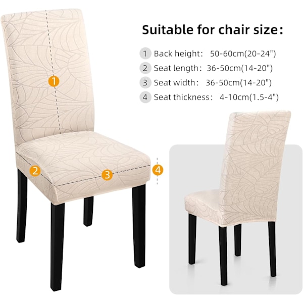 4-pack julstolsöverdrag stretch avtagbar tvättbar matsal löv-beige Leaves-beige 6