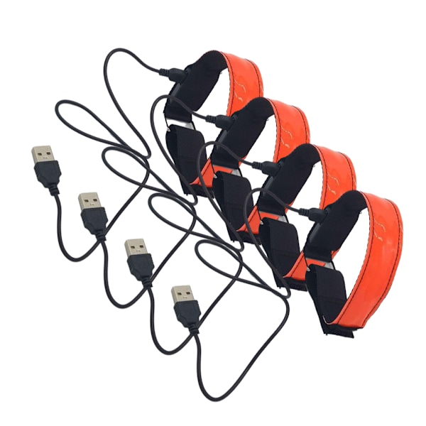 4-pack LED-armband för säkerhet, hållbarhet och vattentäthet orange