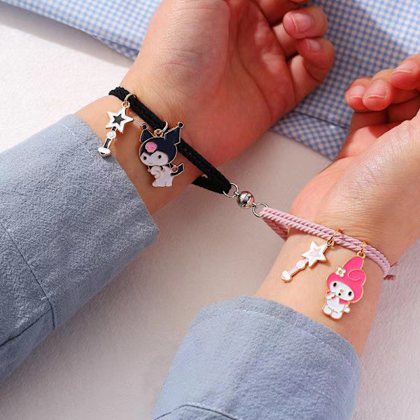 1 Pari Sanrio-tarvikkeita Rannekoru Kuromi Melody Magneettinen Kum A8
