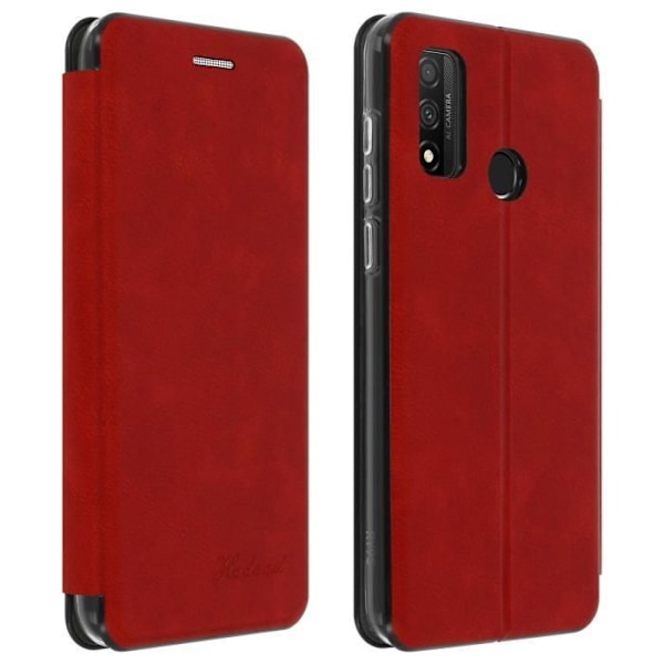 Huawei P smart 2020 Leather Case Cover Flip Card Holder Video Support Red Red