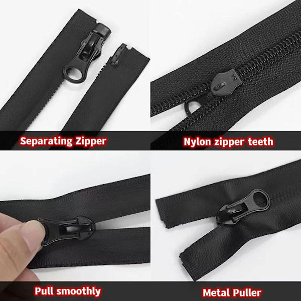 4 stk 36 tommers vanntette glidelåser i svart #5 nylon usynlige vanntette glidelåser for å sy jakke, utendørsutstyr, regnfrakk, dunjakker, skidress, telt