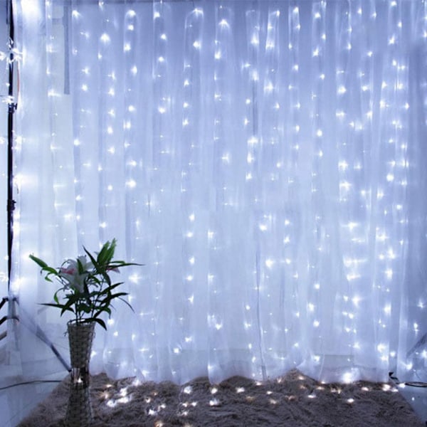 Julelys Gardin Garland God Juldekorationer Til Hjemmet Julepynt Julegaver Navidad Nyårsdekoration Hvid White 3Mx3M 300LED