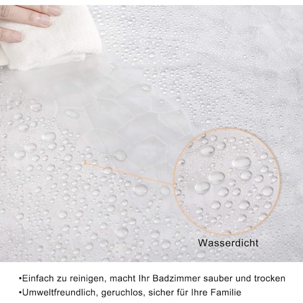 Duschdraperi transparent med viktmagnet undertill