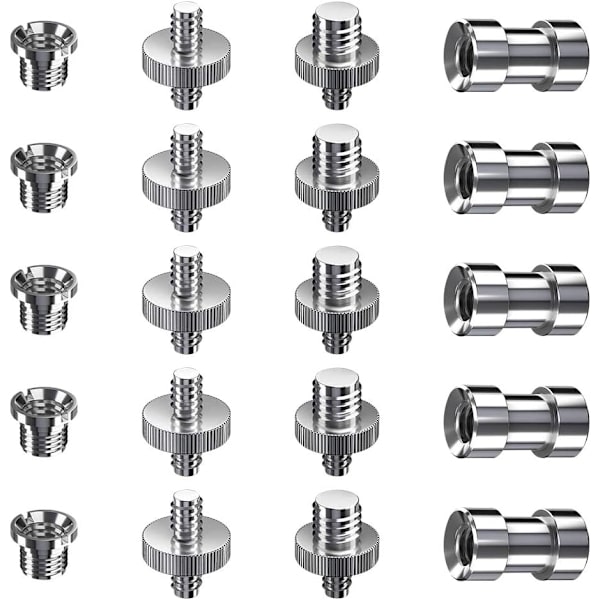 Kameraskruv, 1/4\" och 3/8\" Konverterhanegängade skruvar Set för kamera/stativ/monopod/ljusstativ (20st)